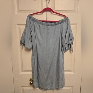 a.n.a Chambray Denim Off-Shoulder Dress